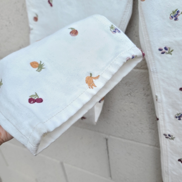 Reformation | Cynthia Fruitloops Embroidered Fruit Jeans Vintage White Size 26 - Picture 6 of 13